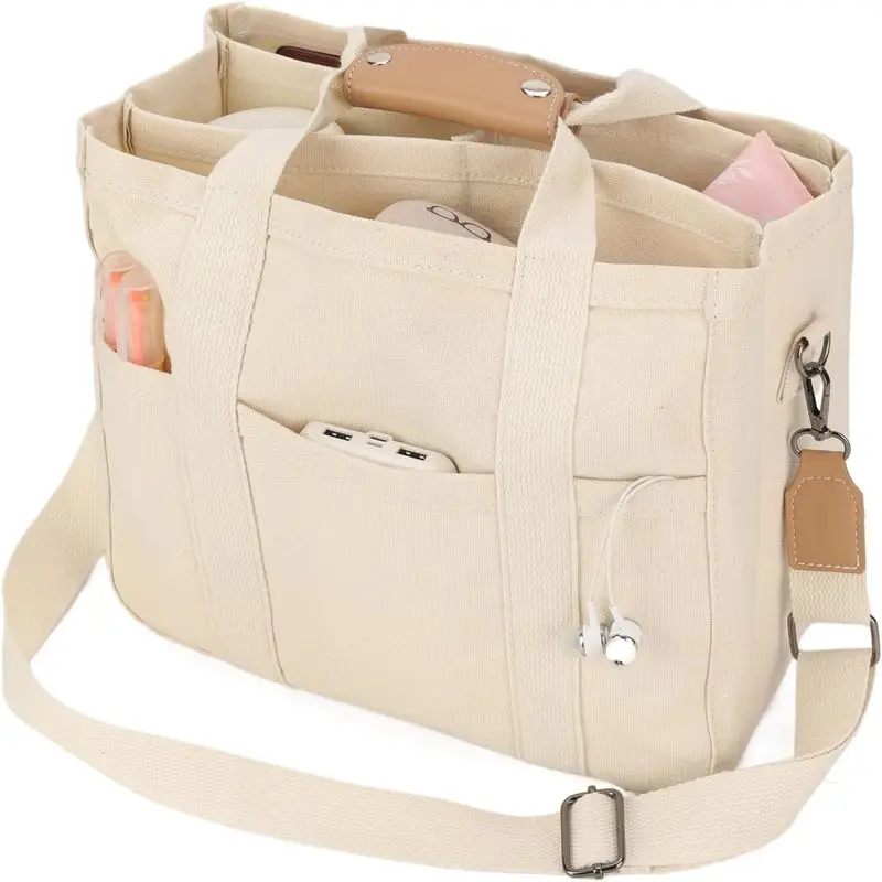 

Холщовая большая сумка Barsine с отделениями. Легкая сумка через плечо. Все сумки с несколькими карманами для церковной Библии.