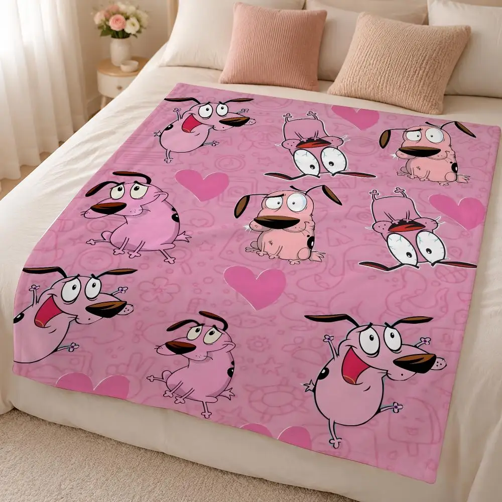 Cartoon C-Courage Cowardly Dog Spooky Comedy Throw 320g Soft Flannel Fleece Throw Blanket Cover Sofa Bed Dorm Nap Gift