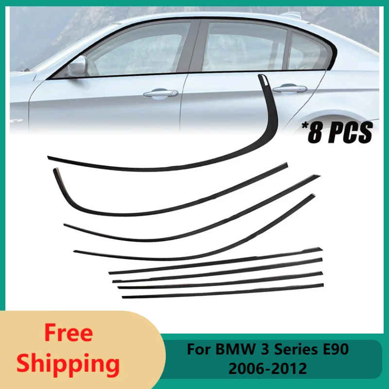 

8 шт. накладка на окно автомобиля для BMW 3 серии E90 2006-2012 глянцевая черная накладка на окно, рамка, молдинг, накладка, автомобильные аксессуары