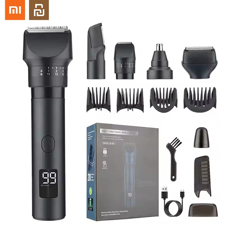 Xiaomi Youpin Men's 5-in-1 Multifunctional Grooming Set IPX6 Waterproof Hair Clipper Nose Hair Trimmer Shaver High-power JK-881