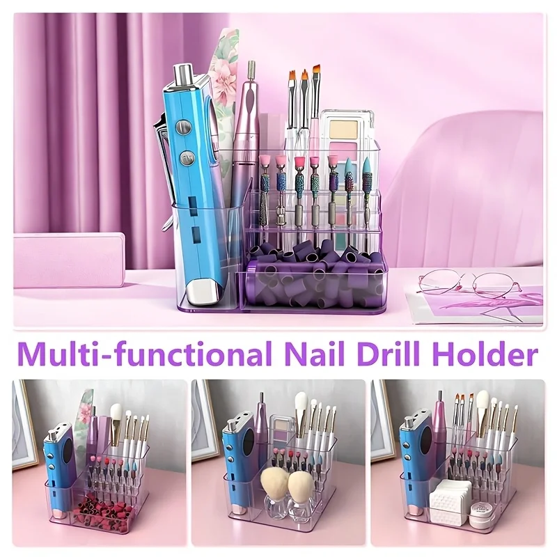 1 Stück 21-Loch Acryl-Nagelbohrer-Aufbewahrungshalter, Desktop-Organizer für Nagelbohrer & Bits (Maschine & Werkzeuge Nicht Enthalten) – Detail 3