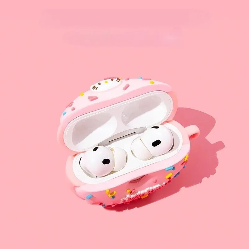 Pink Donut Hello Kitty French Fries Airpods 1/2 Case Fashion Kawaii Case Airpods Pro Case Soft Silicone Earphone Cover Girl Gift