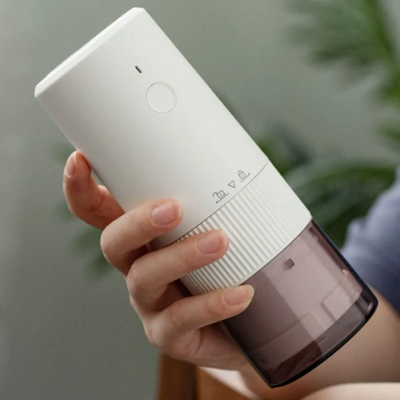 usb充電式ポータブル電動コーヒーグラインダー簡単ワンタッチミニコーヒーミルハーブナッツスパイス旅行用ホワイト