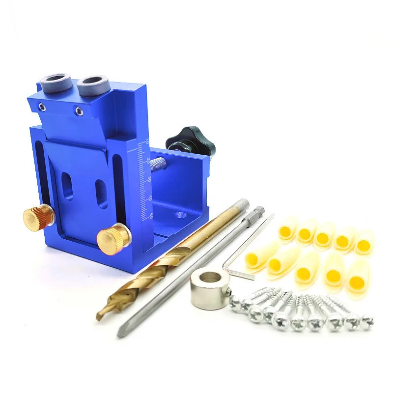 

NEW Pocket Hole Drill Guide Dowel Jig Oblique Hole Locator Drilling Kit Aluminium Woodworker DIY Tools with 9mm Drill Bit