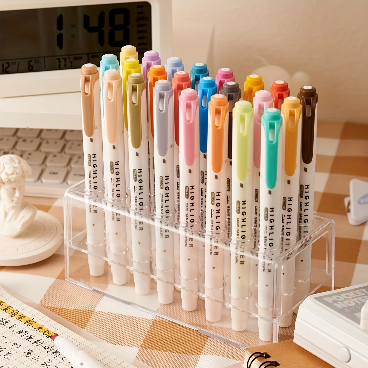 5 Colors/box Double Headed Highlighter Pen Set Fluorescent Markers Highlighters Pens Art Marker Japanese Cute Kawaii Stationery