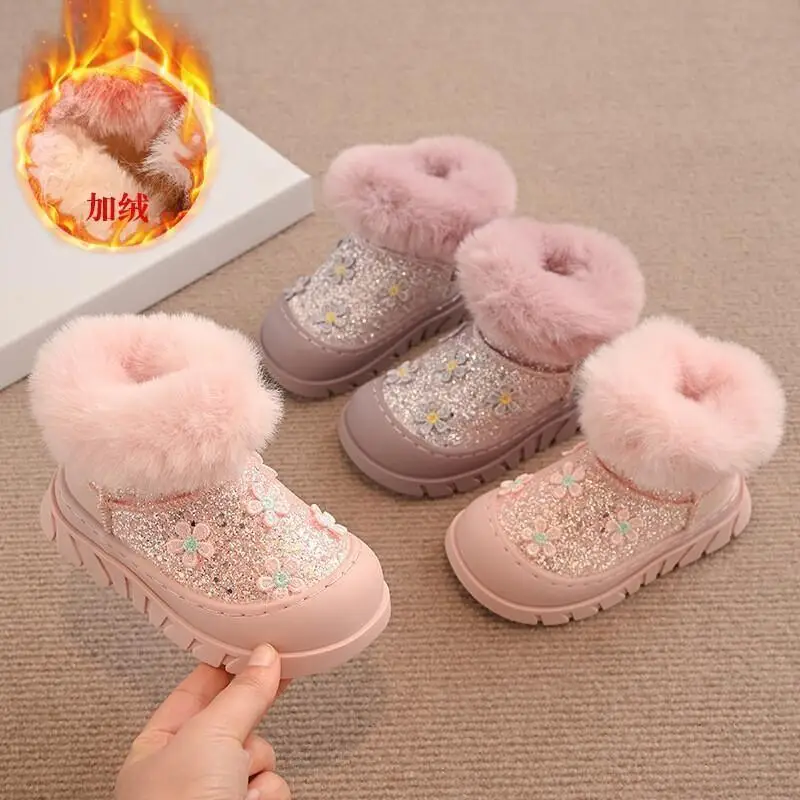 

Модные детские ботинки, модная детская обувь, зимние сапоги для девочек, зима 2025, новые толстые детские ботинки на флисовой подкладке для малышей