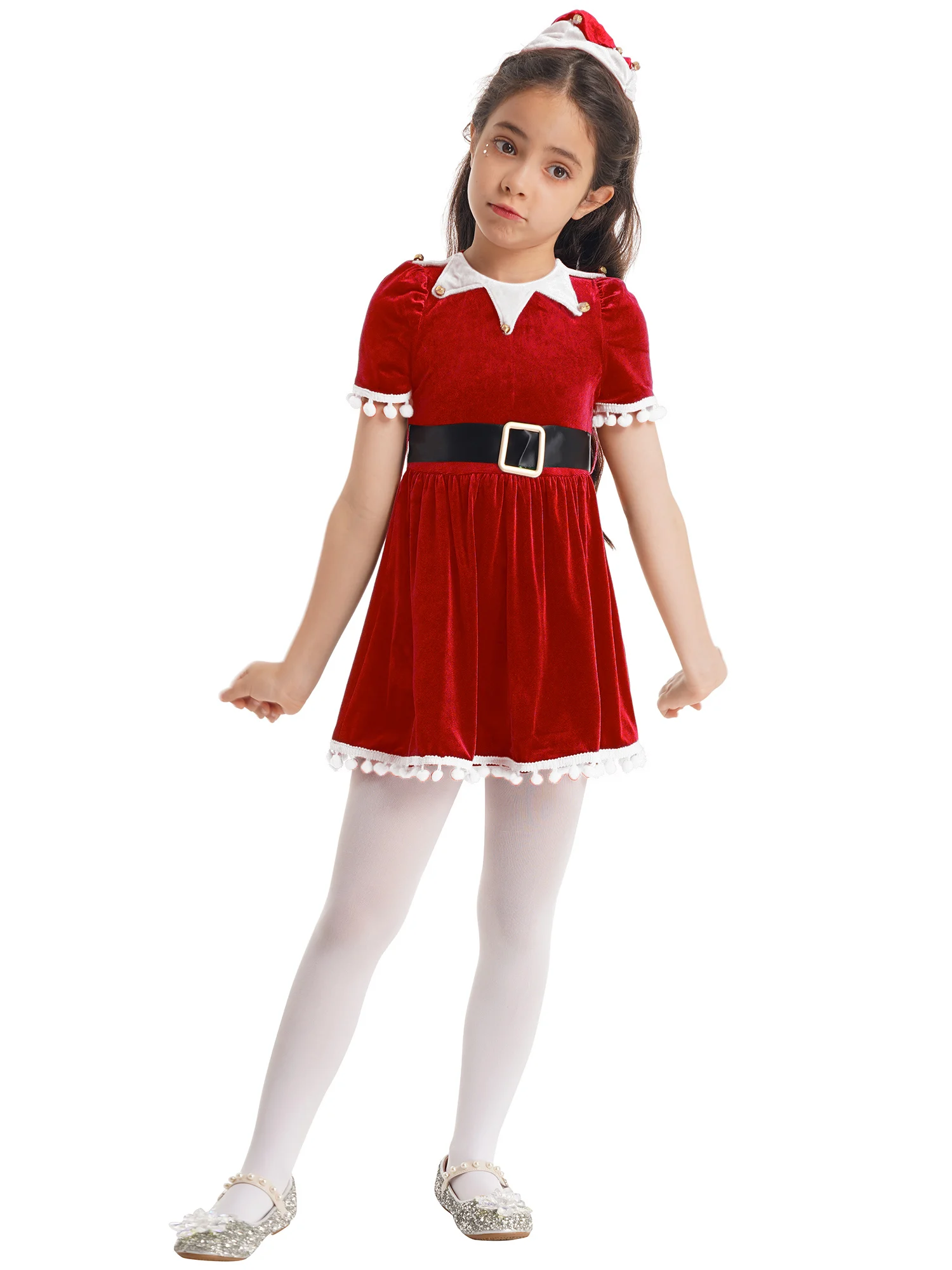 Toddlers Elf Christmas Dress Elf Christmas Dress Velvet Santa Claus Clothes Carnival Festival Holiday Party Xmas Tutu Dress Set