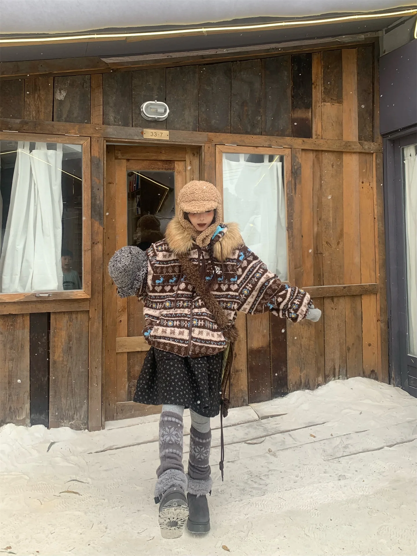 

Retro American Sle Removable Fur Collar Lamb Velvet Jaet Women's Winter Warm Loose Cotton Coat Commute Faion Thiened ...