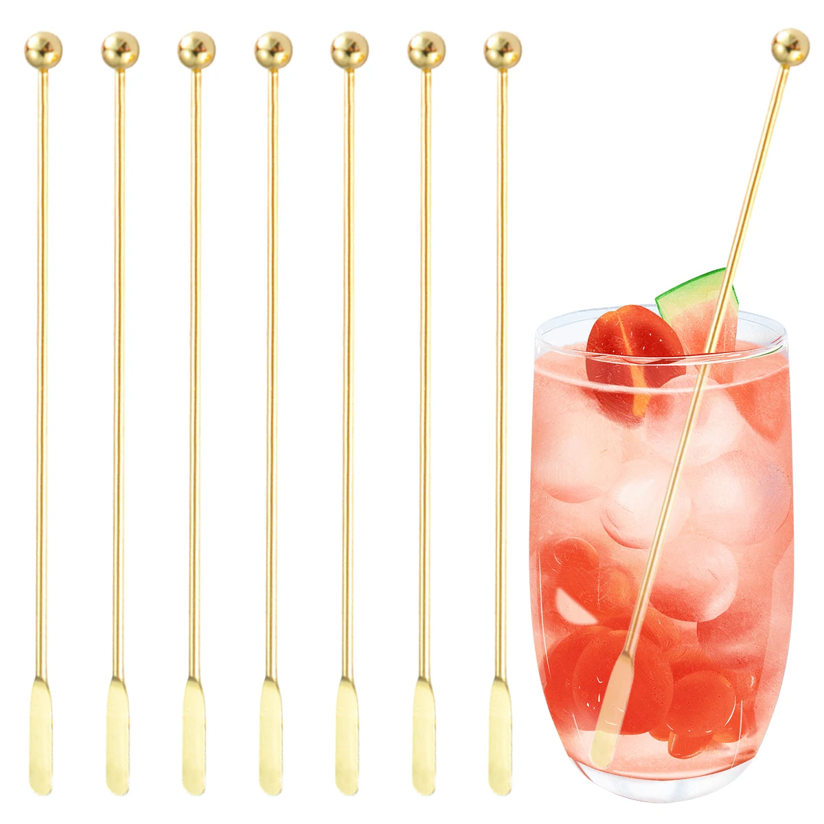 

8pcs Stainless Steel Cocktail Picks Coffee Beverage Stirrer 7.5inch Stirring Tool Suitable for Kitchen Bars Dishwasher Safety