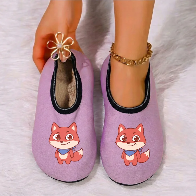 

Four season wearable couple cartoon bird print with thin velvet lining, breathable, high elasticity, anti slip floor slippers