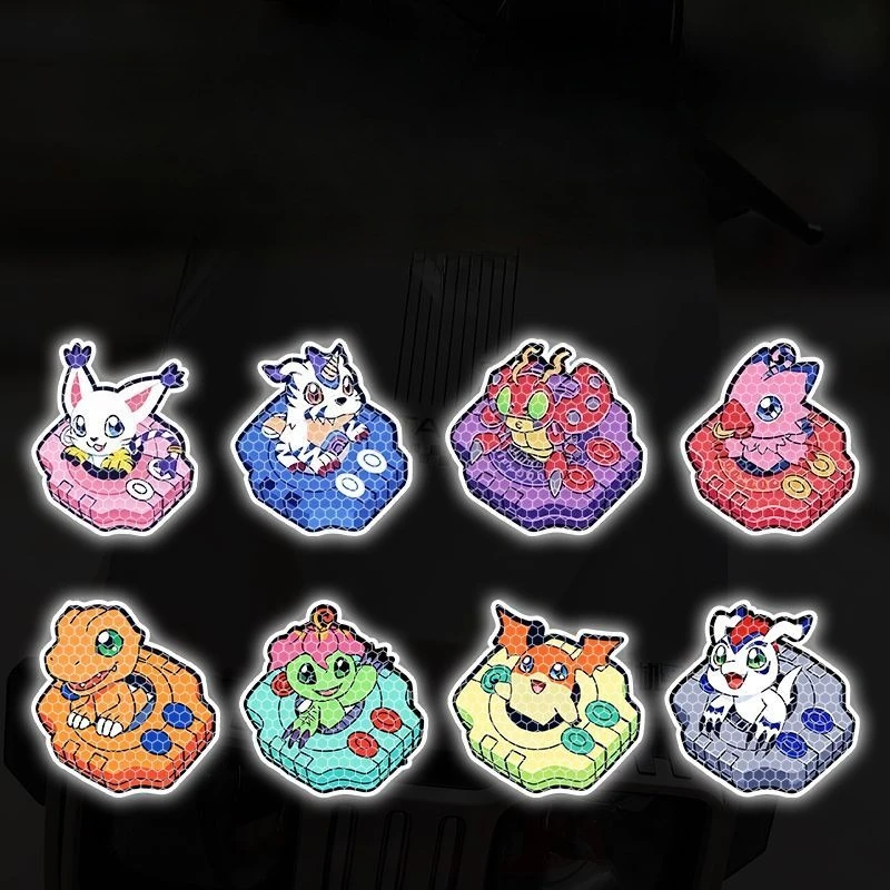 Digimon Anime Cartoon Creative Reflective Sticker for Electric Scooters, Decorative Motorcycle Scratch-Proof Waterproof Sticker view 6