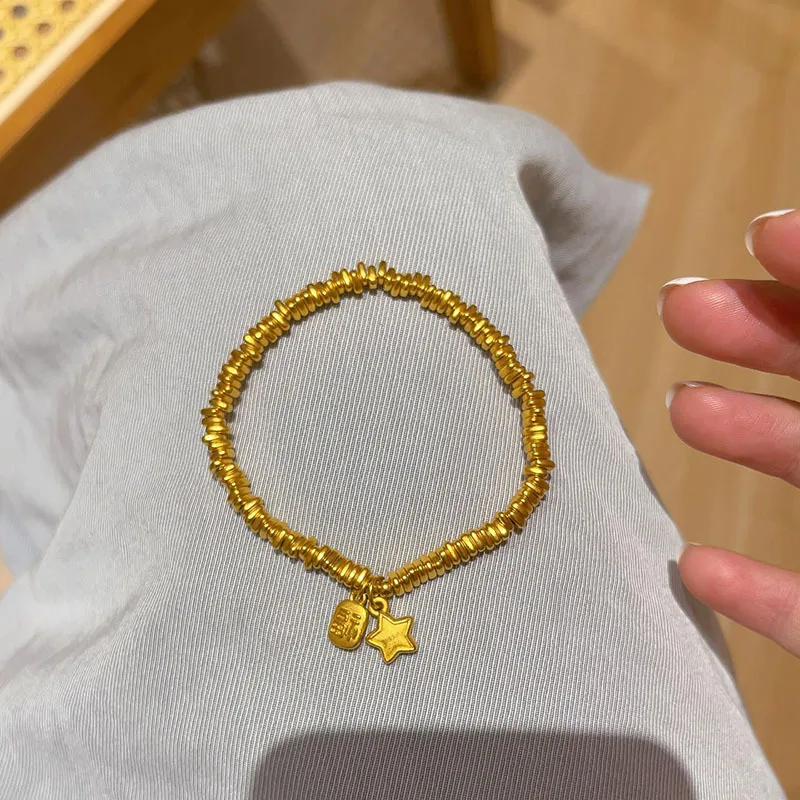 Classic Chinese style multi ring winding bracelets for women star square small pendant bracelet high-end banquet jewelry gift