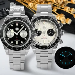 San Martin New 40mm Panda BB Chronograph Men Watch Automatic mechanical watch Manual Sapphire Waterproof 100M Sports watch