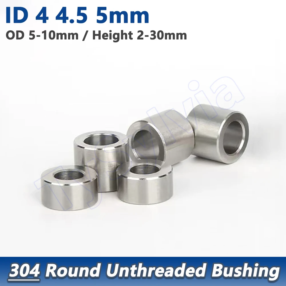 

M4 M4.5 M5 304 Stainless Steel Round Hollow Bushing Washer Gasket Unthreaded Standoff Spacer Sleeve OD 5mm-10mm