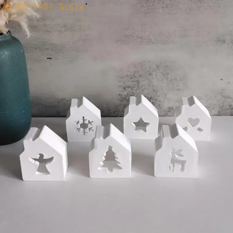Creative 6 Cavity Silicone Mold for Ambient Light House Designs Perfect for Handmade Craft and Holiday Decorations 55KA