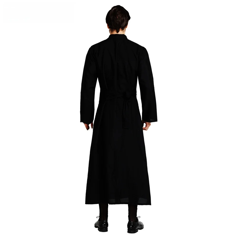 loween Costume Stage Performance Robe for Men Biop Role Play Western Par High Class Long Bla Robe Traditional Chines...