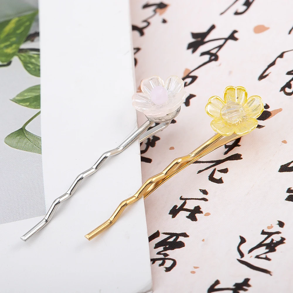 20pcs 4.5cm Wavy Metal Hair Pins With Round Tray Bases for DIY Convex Jewelry Bow Hair Clip Accessories