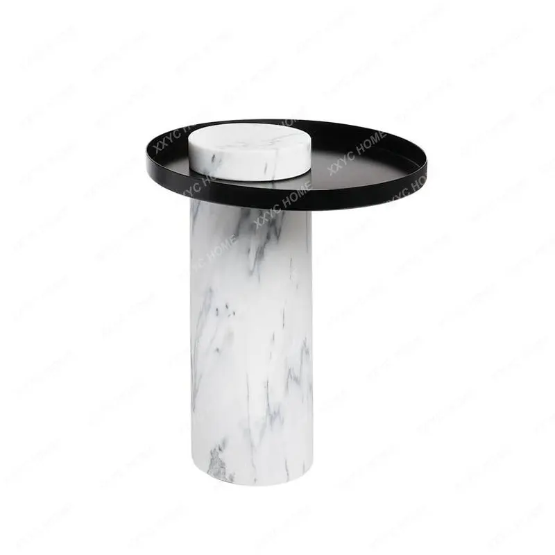 Modern marble, light luxury metal disc, coffee table, bedside sofa, creative round table