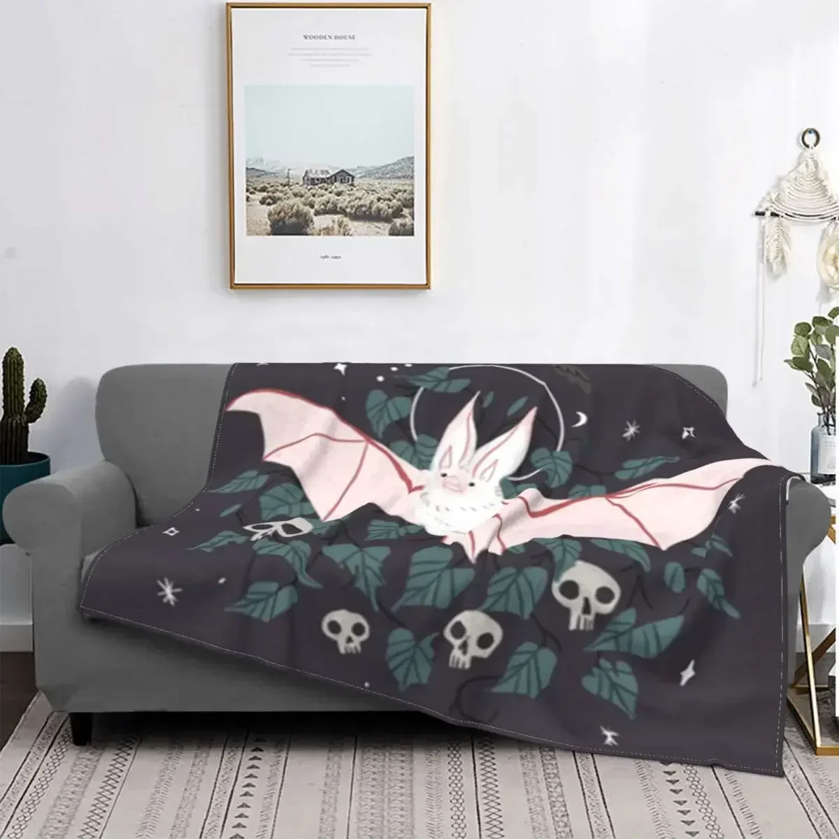 

Bats Pattern Flannel Throw Blanket Soft Cozy Lightweight for Halloween Goth Bed Couch Sofa Office Car All Season Gift for Kids