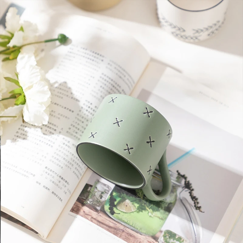 Ins الشمال رسمت باليد أكواب السيراميك الإفطار فنجان القهوة زوجين كوب ماء أكواب الحليب الشاي هدية ديكور المنزل #6