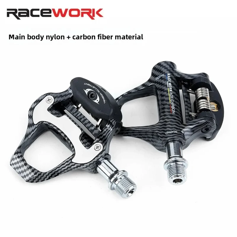 

RACEWORK Сверхлегкие карбоновые дорожные педали без зажимов — керамические подшипники, самоблокирующаяся система для шоссейных велосипедов, велосипедная педаль