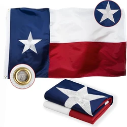FLAGLINK 90x150 CM Heavy Duty Large 210D Texas State Flags for Outside Nylon with Luxury Embroidered Stars Sewn Stripes