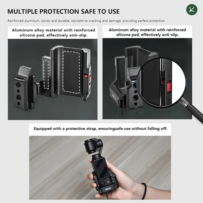 Multifunktions-Käfighalterung für DJI Osmo Pocket 4 Pro/4/3 Kamera-Zubehör Metall-Erweiterungsrahmen Schnellmontage-Adapterbasis – Detail 6