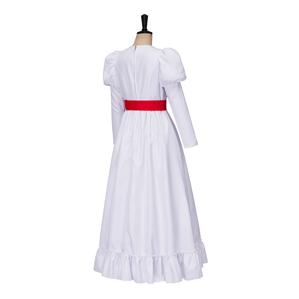 دمية كونجينغ أنابيل أزياء تنكرية عروس تشاكي أنابيل فستان أبيض للنساء البالغات ملابس الهالوين المخيفة