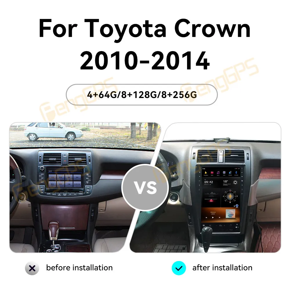 13.6 Inch Android 13 CarPlay Car Radio For Toyota Crown 2010-2014 Touch Screen Multimedia Player GPS Navigation Head Unit DSP BT