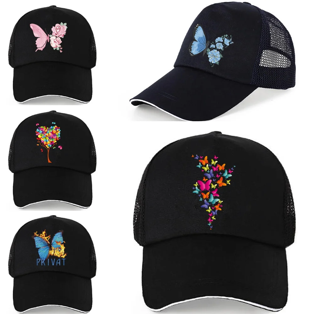 

Men's Mesh Baseball Cap Breathable Butterfly Print Summer Caps Dad Hat Outdoor New Fishing Hats Bone Gorras Snapback Trucker Cap