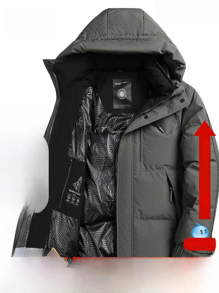 

Мужская зимняя куртка Snow Flng 90 Du с капюшоном, утепленная, из полиэфирного волокна, на молнии, с длинными рукавами