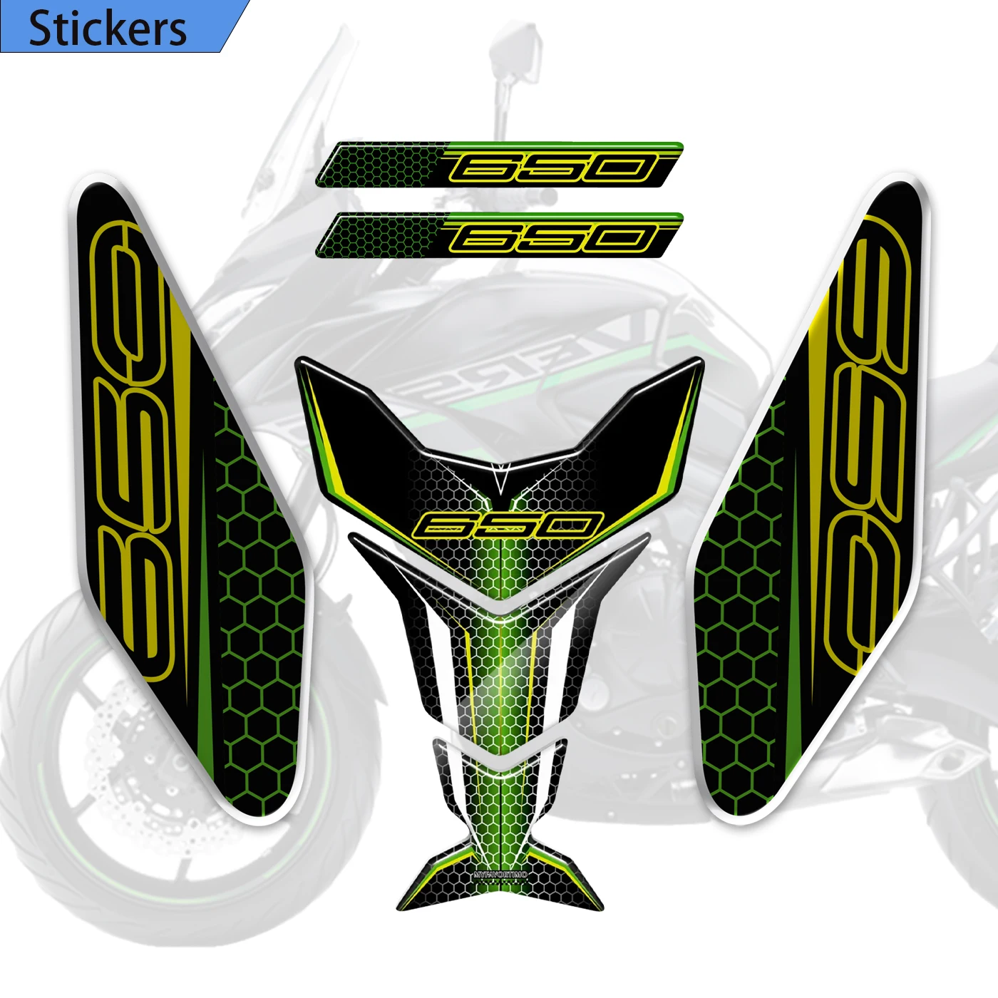 For Kawasaki Ninja 650 Z Z650 VERSYS Protector Tank Pad Decals Gas Fuel Oil Kit Knee Fish Bone Emblem Badge Logo