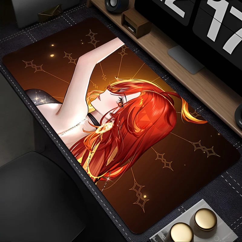 Tapis de souris Anime tapis de souris accessoires de jeu tapis de clavier de bureau grand g-genshin Impact Mavuika tapis de bureau PC tapis étendu en caoutchouc