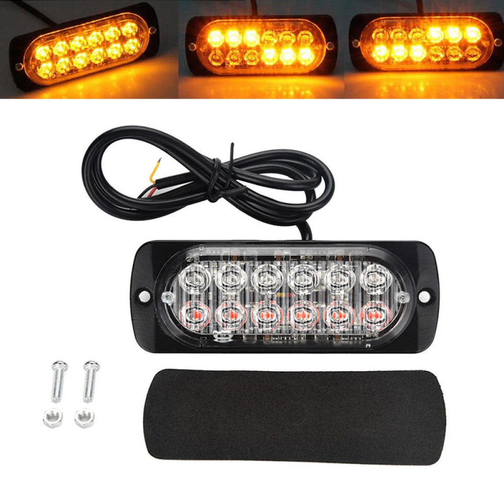 Auto Accessories 12 LED 12-24V Emergency Signal Light Side Warning Flash Lights Orange Grill Breakdown Fog Lights For All Cars