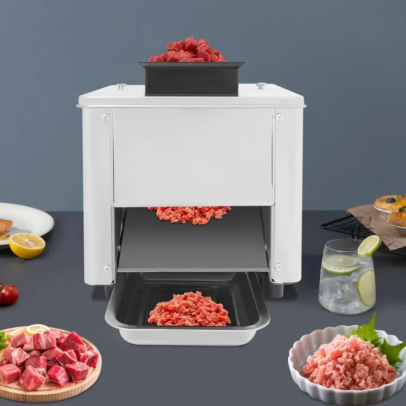Stainless Steel Meat Cutter Machine,Silver Automatic 15mm Meat Cutting Machine Freestanding 110V Production 150kg for Homes