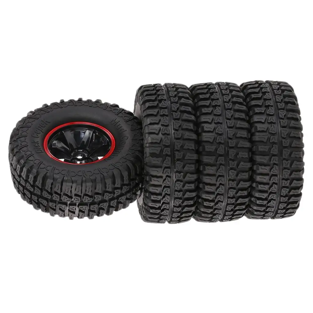 4-Pack 103mm Rubber Tires & Plastic Wheels for 1/10 RC Crawler, 1.9 inch Wheel &