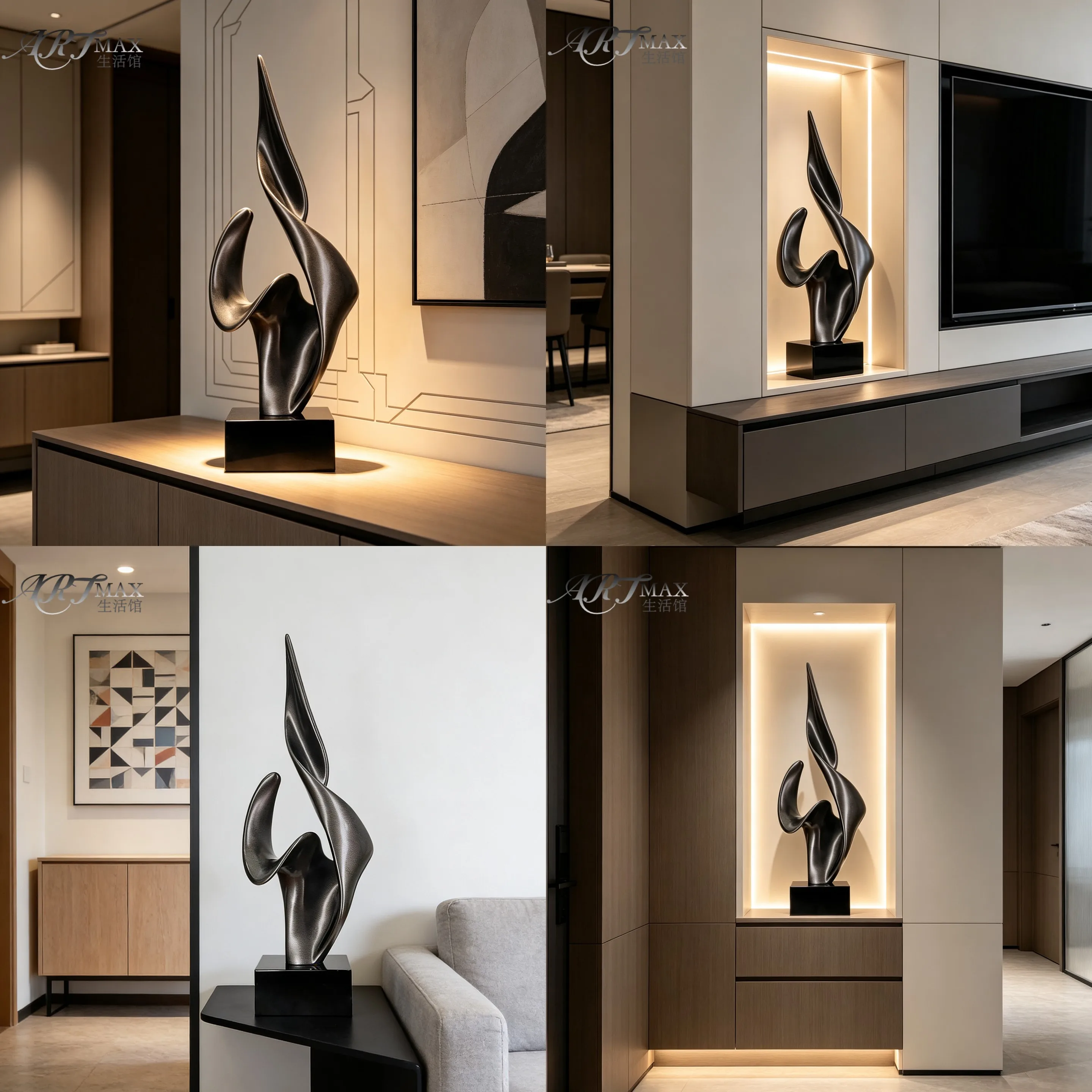 Sculptural Decor for Living Room Entryway Modern Abstract Art Glass Fiber Creative Ornament