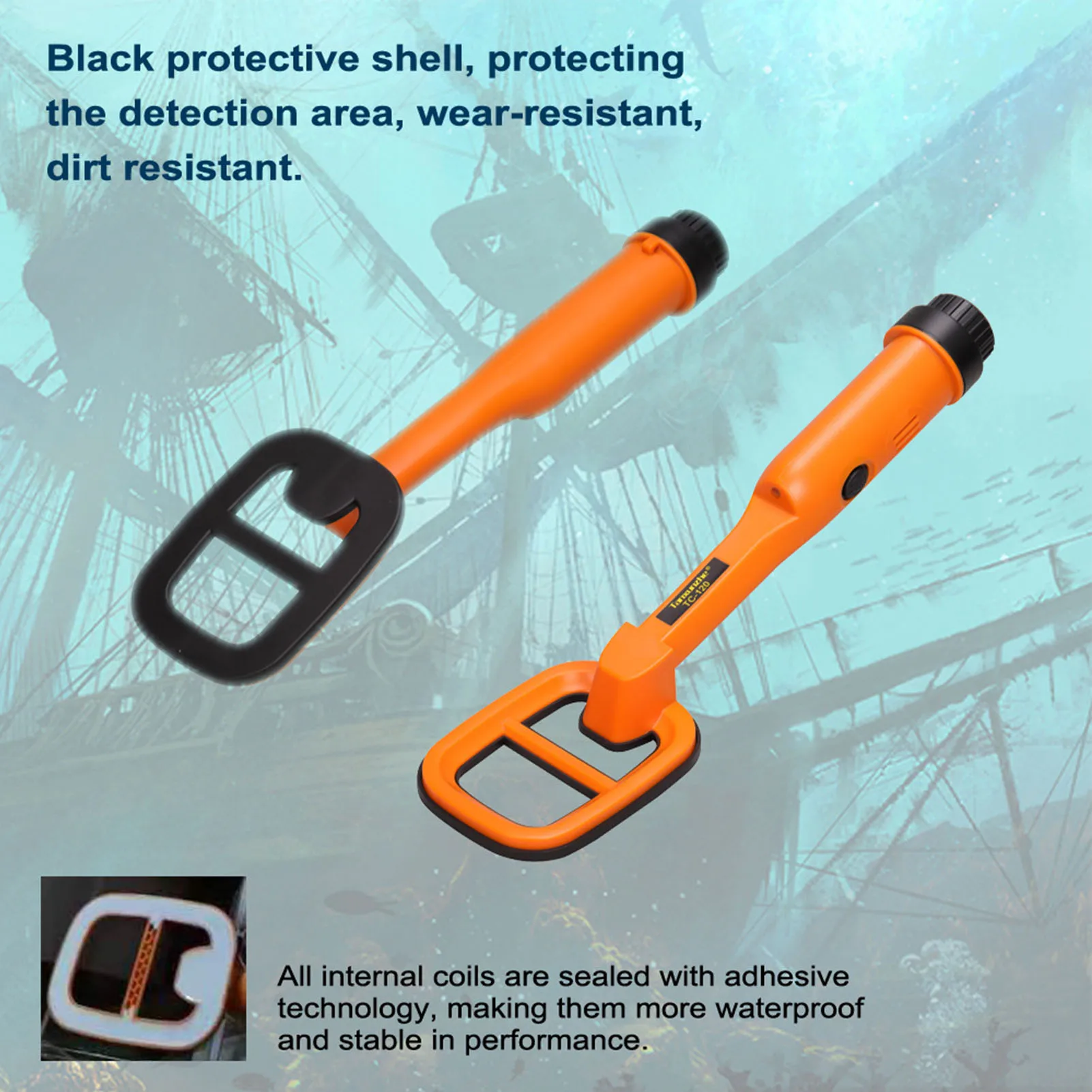 Pemindai Logam Bawah Air IP68 Tahan Air 9.84FT Detektor Logam Bawah Air untuk Dasar Danau dan Laut untuk Benda Ferus dan Non-Ferus