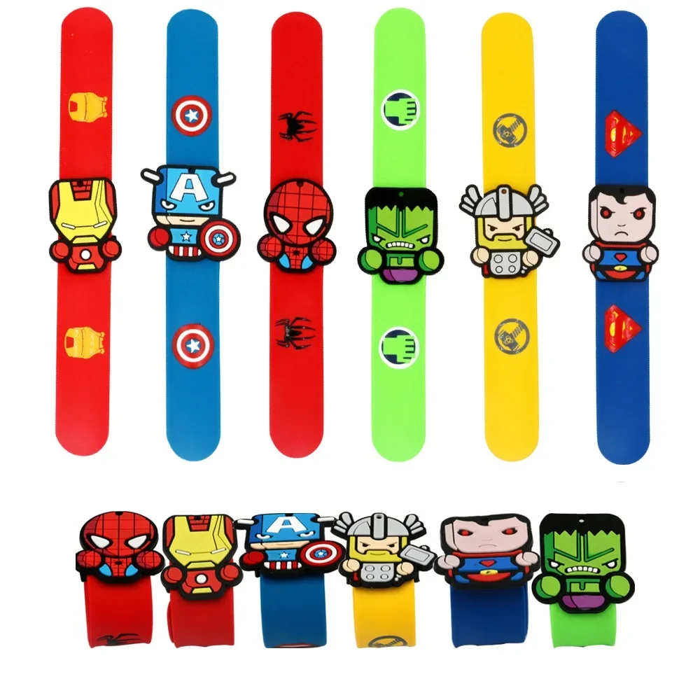 Disney Cartoon Marvel Bracelet Spiderman Hulk Capitan America Anime Figure Wristand Slap Bracelets for Gifts Boys girl Toys