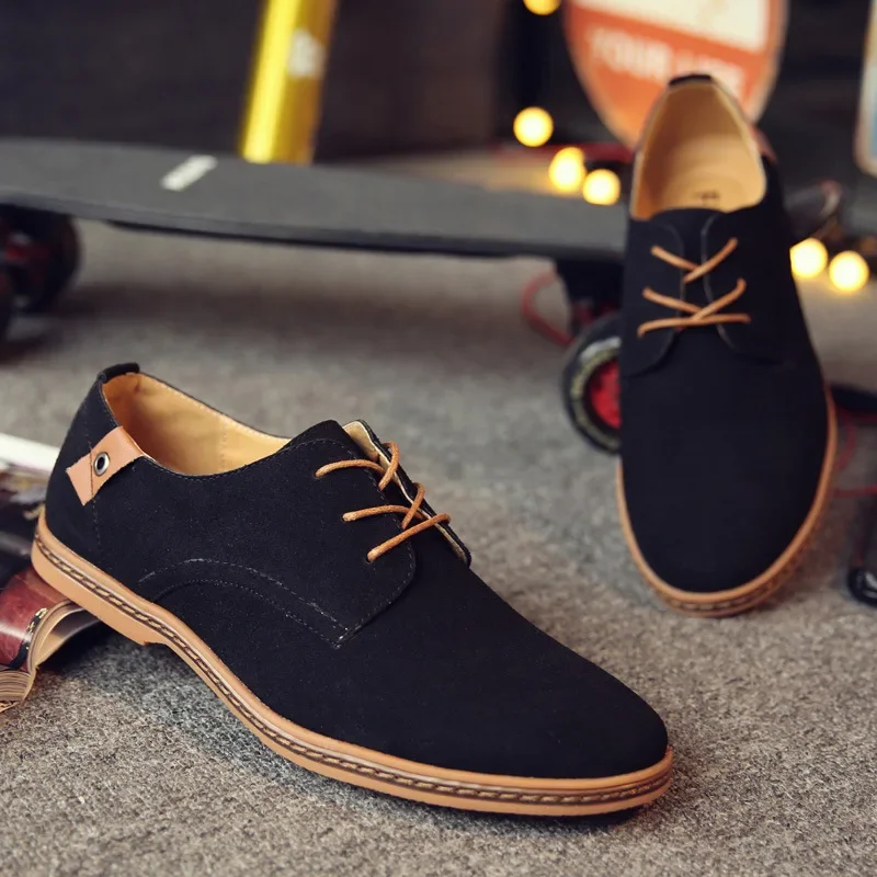 Men\'s Casual Shoes Suede Leather Men Shoes Business Dress Shoes Comfortable Oxfords Man Party Wedding Leather Shoe Plus Size 48