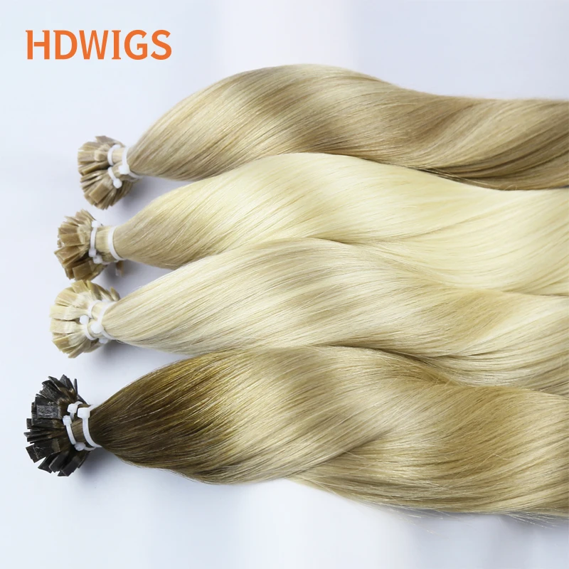 New Flat Tip Hair Extension Human Hair Straight Flat Tip Human Fusion Hair Natural Brazilian Keratin Capsule Real Human Hair 613