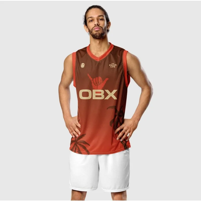 New Unisex TV Outer Banks Pogues 4 Life Basketball Jersey Palm Tree Print Mesh Sleeveless Y2K Oversized Loose Streetwear Tops
