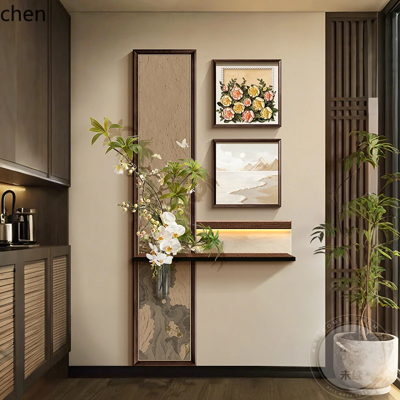 Entrance Decorative Painting Sandstone Three-Dimensional Corridor  Green Plant Entryway Decorative Wall Mural