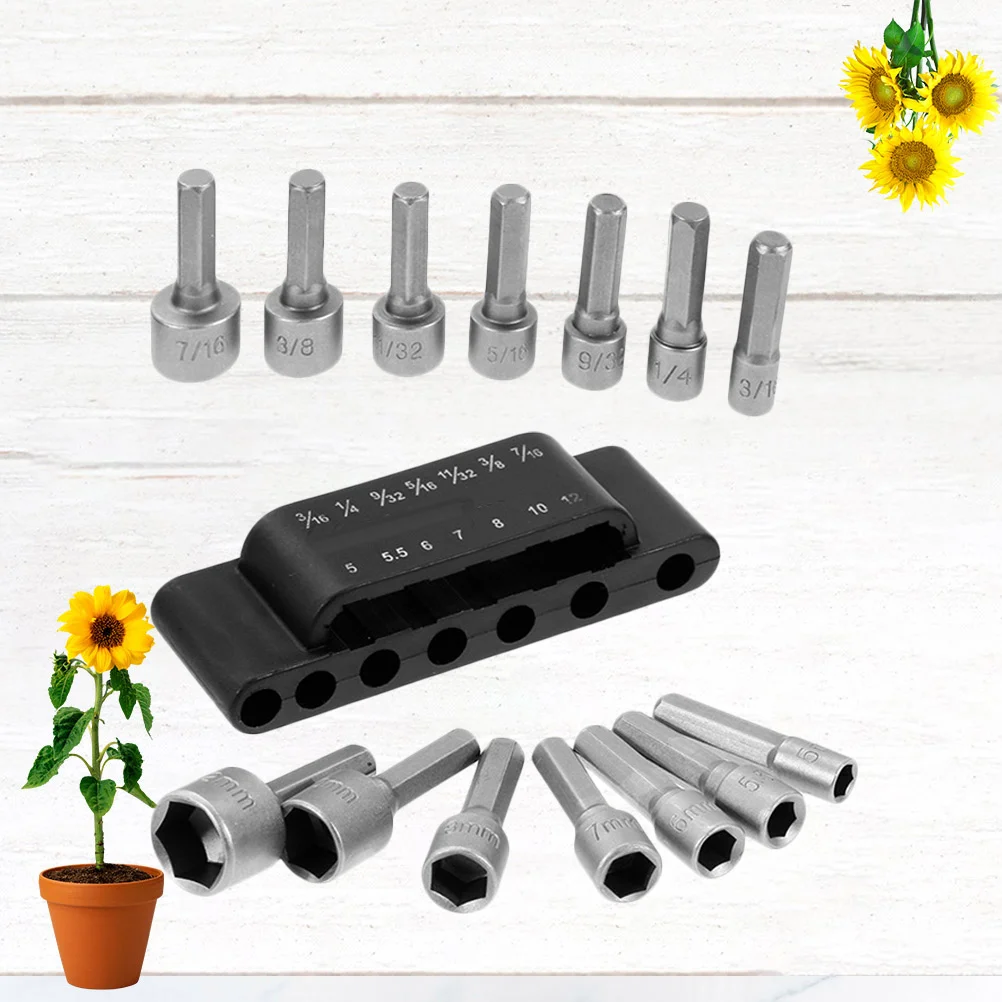 

14Pcs Strong Sleeve Wrench Socket Wrench Tool Steel 40Cr Hexagonal Handle Screw Spanner for Electric Pneumatic Drill Power Nut