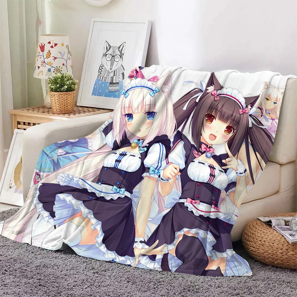 Chocola Vanilla Cute Girls Throw Blanket 3D Print Cartoon Flannel Blanket Spring Home Decor Drop Shipping CLOOCL Anime Nekopara