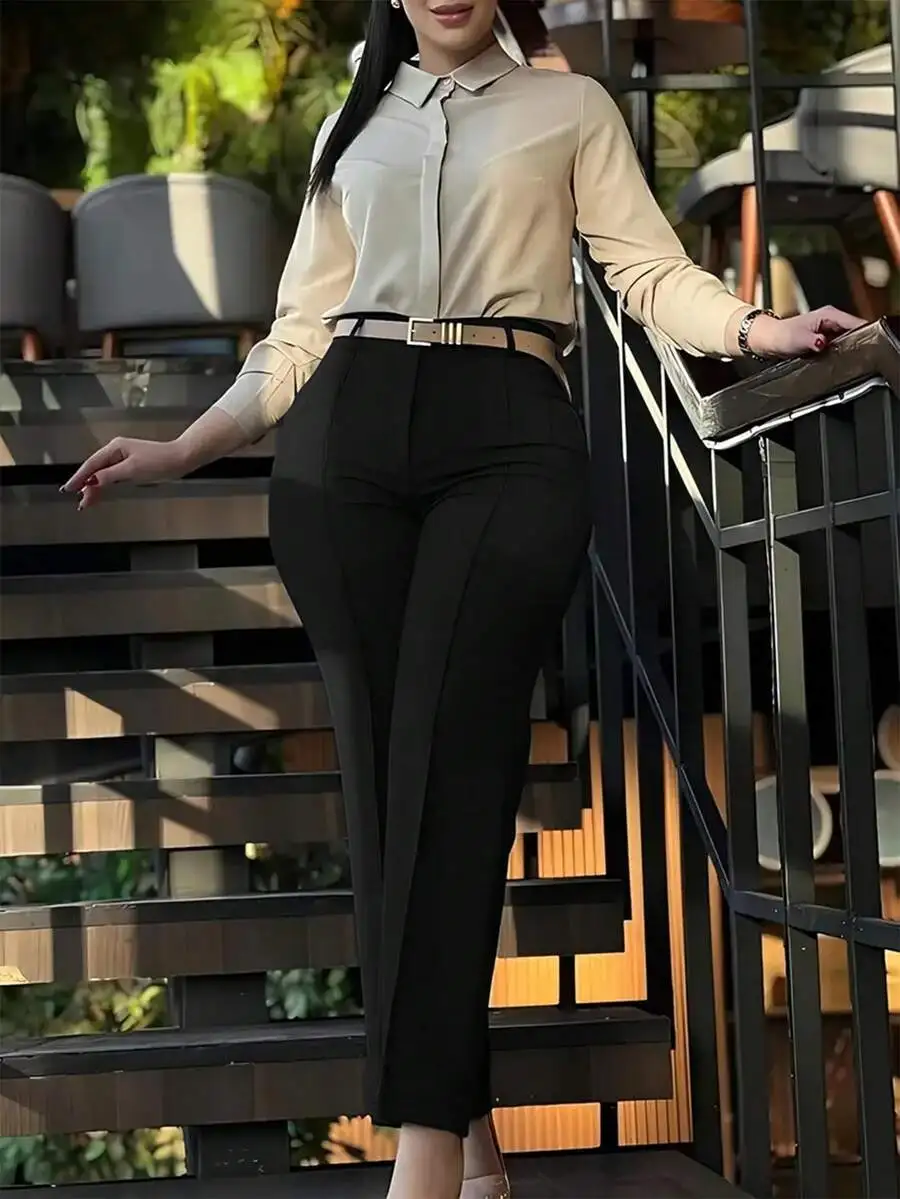 

Женские черные брюки с высокой талией, облегающие, однотонные, для офиса и повседневной носки