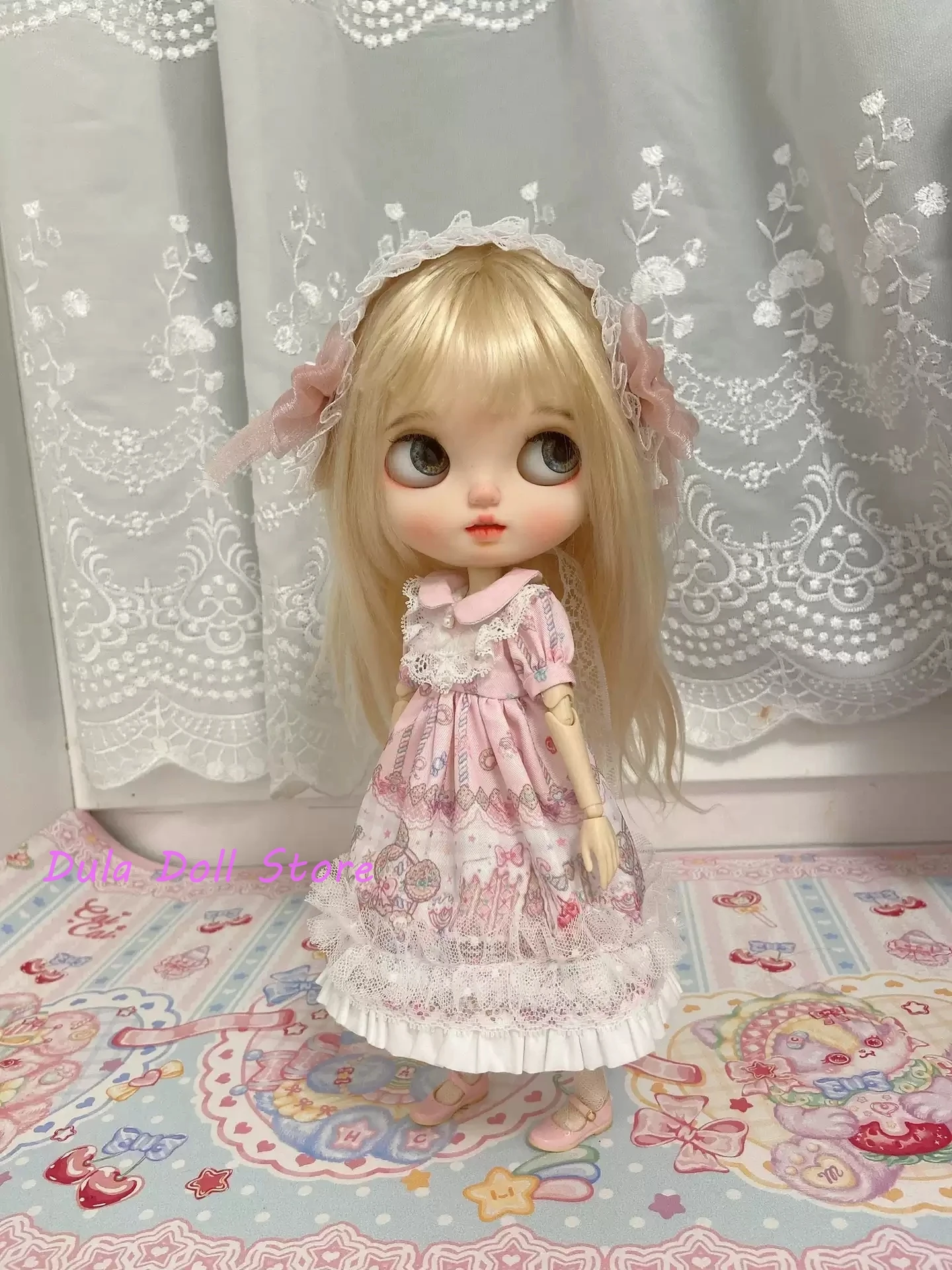 Dula Doll Clothes Dress Pink Lolita Blythe Qbaby ob24 ob22 Azone Licca ICY JerryB 1/6 Bjd Doll