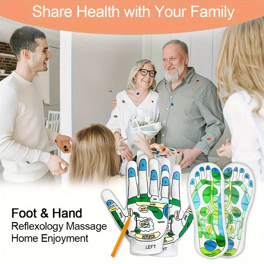 

4 шт., набор инструментов для акупрессуры и рефлексологии, носки для спа, инструменты для акупрессуры, перчатки, носки для схеми акупунктурных точек, дающие подарки старшим