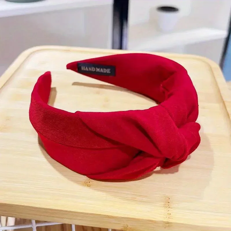 Fashion Solid Wide Knot Fabric Twist Hairbands for Women Girls Bezel Hair Hoops Party Hair Accessories Korean Ladies Headbands