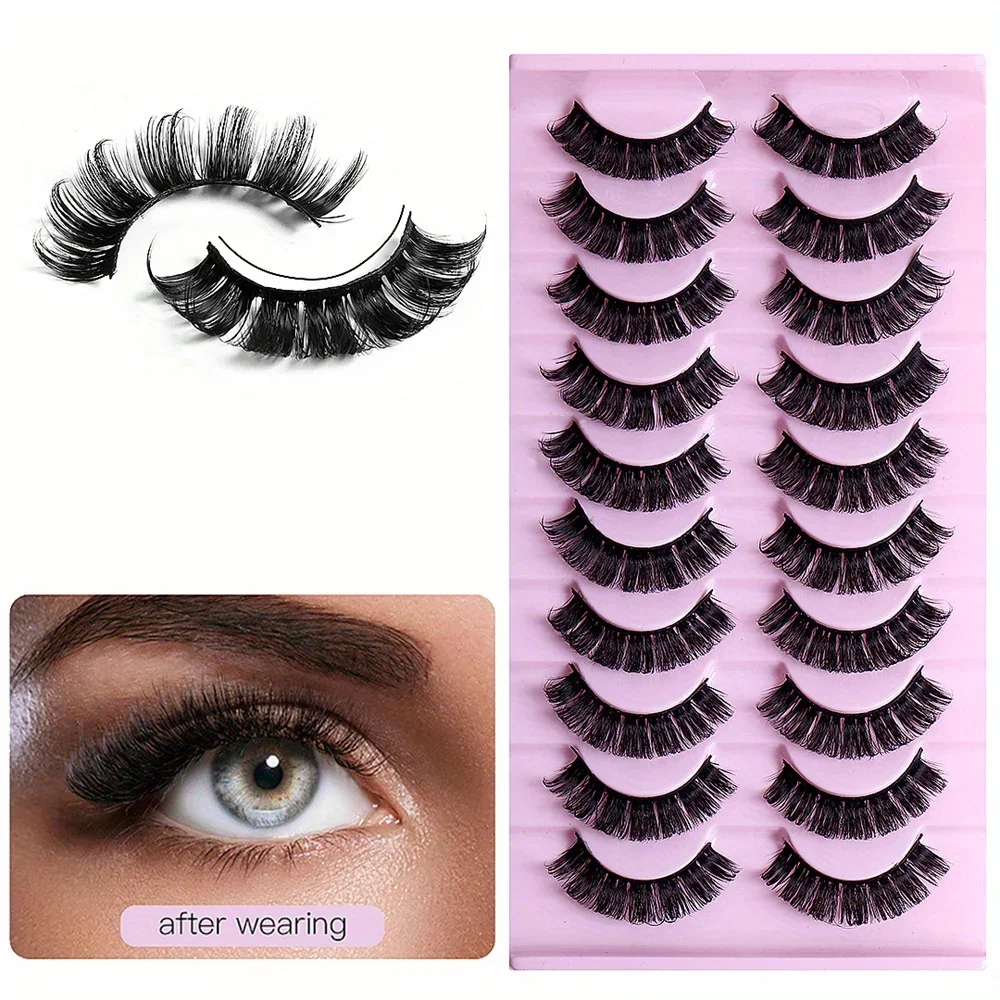 10 Pairs Russian Lashes 3D Mink Eyelashes Reusable Fluffy Russian Strip Lashes eyelashes extensions